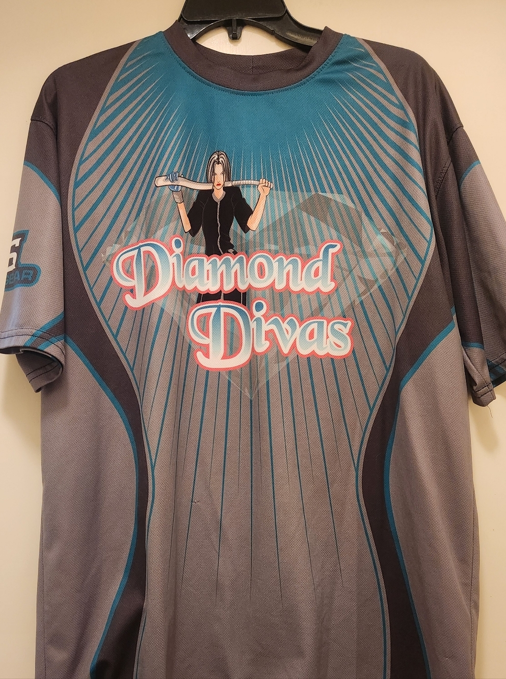 NES Sports Gear Diamond Divas Short-Sleeve Athletic Jersey- Gray/Teal